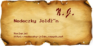 Nedeczky Jolán névjegykártya